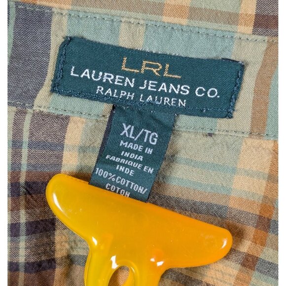 Ralph Lauren Jeans Co Womens Sz XL Button Up Shirt Plaid LRL Cotton Lightweight - Picture 3 of 3